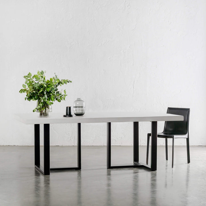 ARIA HALMSTAD DINING TABLE  |  BIANCO CIMENT + BLACK IRON LEGS  |  220CM