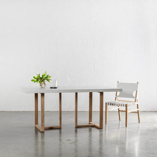 JENSEN LEATHER DINING CHAIR  |  WHITE LEATHER + ARIA HALMSTAD DINING TABLE