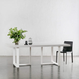 PARSONS MID CENTURY VEGAN LEATHER DINING CHAIR  |  NOIR BLACK + ARIA HALMSTAD DINING TABLE