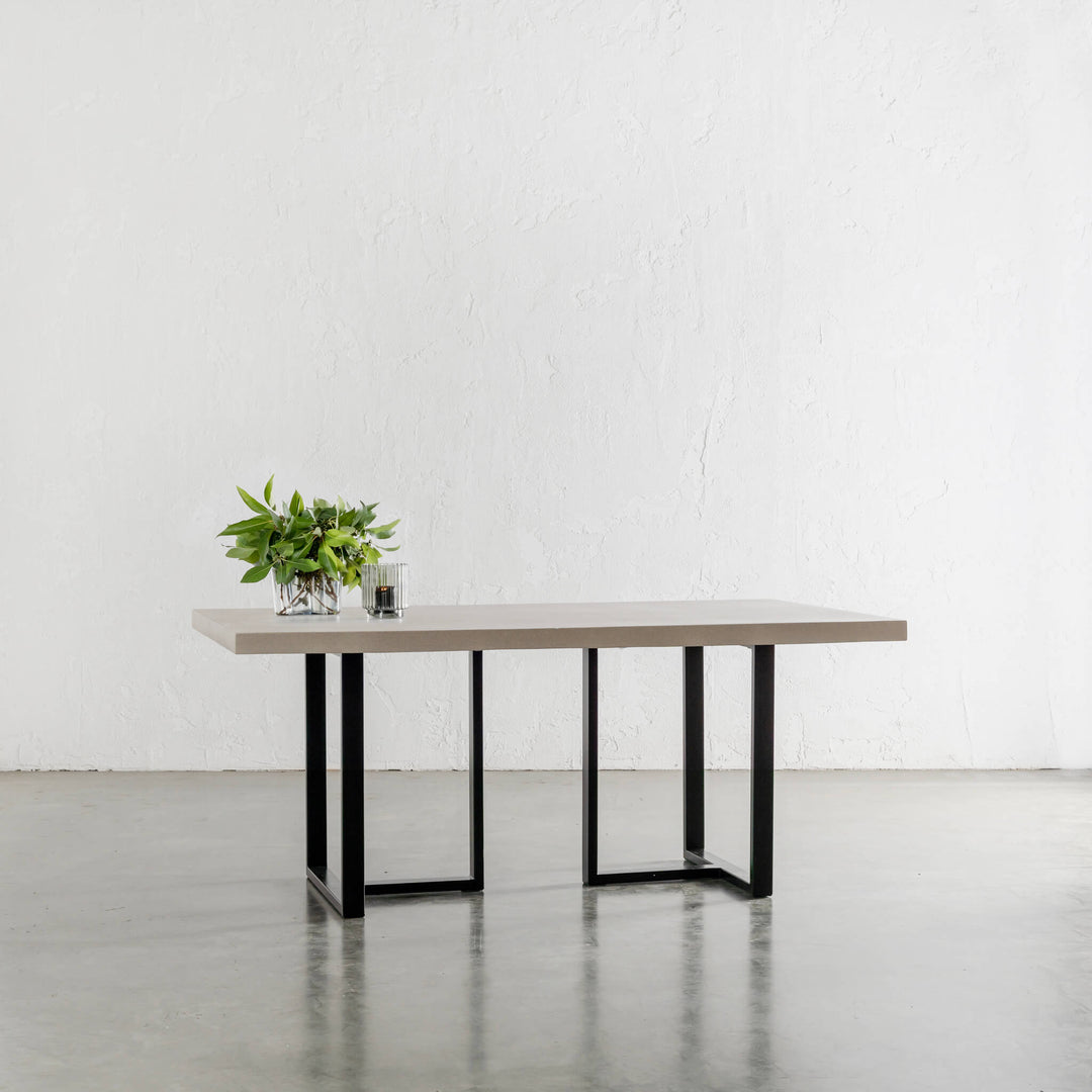 ARIA HALMSTAD DINING TABLE  |  SAHARA CIMENT + BLACK IRON LEGS  |  180CM