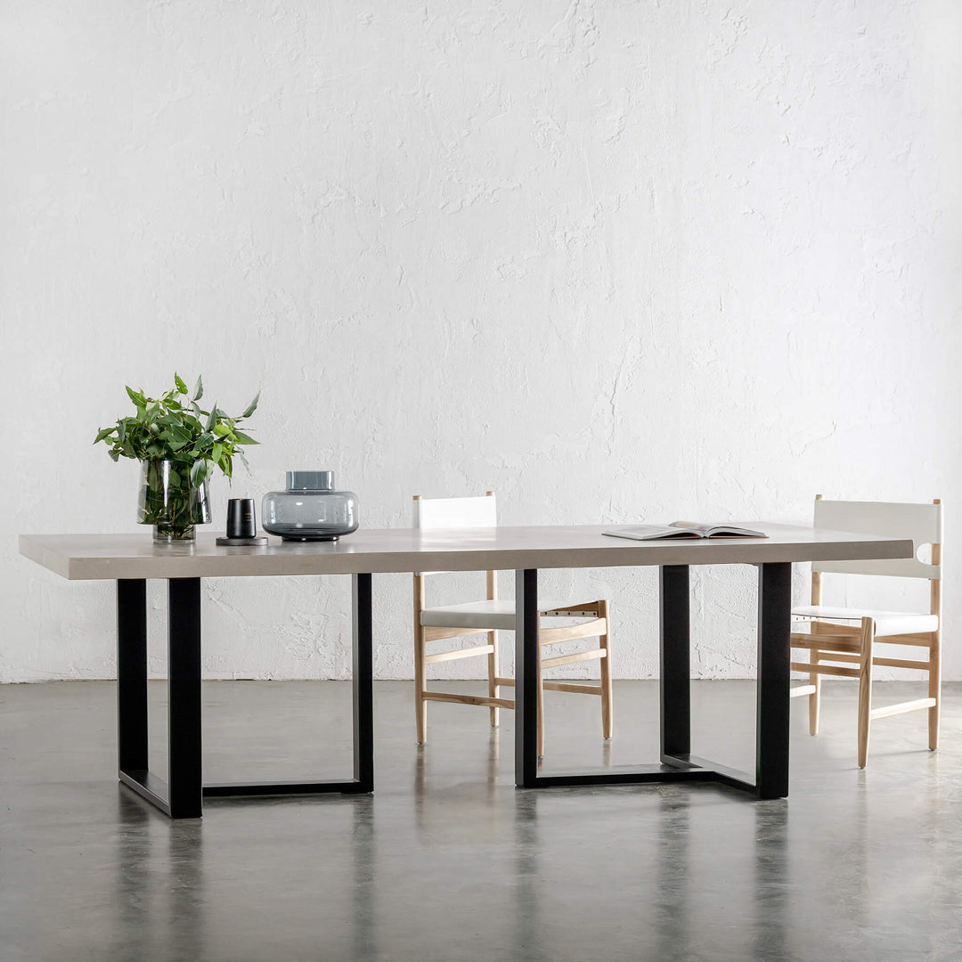 ARIA HALMSTAD DINING TABLE  |  SAHARA CIMENT + BLACK IRON LEGS  |  260CM