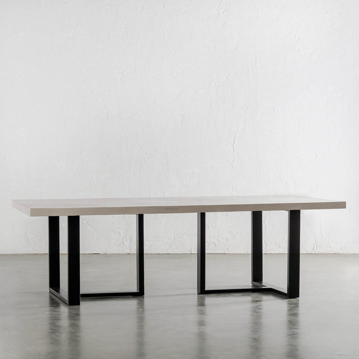 ARIA HALMSTAD DINING TABLE  |  SAHARA CIMENT + BLACK IRON LEGS UNSTYLED  |  260CM