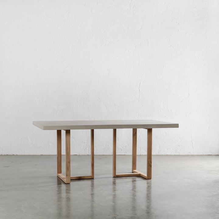 ARIA HALMSTAD DINING TABLE  |  SAHARA CIMENT + TEAK LEGS UNSTYLED