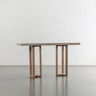 ARIA HALMSTAD HALL TABLE  |  SAHARA CIMENT + TEAK LEGS  |  150CM UNSTYLED