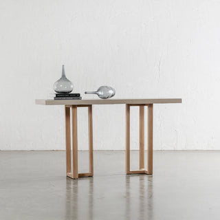 ARIA HALMSTAD HALL TABLE  |  SAHARA CIMENT + TEAK LEGS  |  150CM