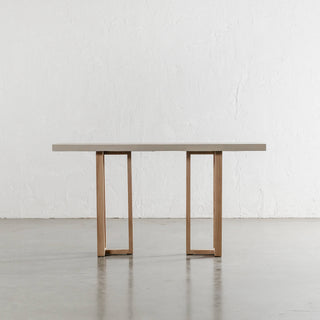 ARIA HALMSTAD HALL TABLE  |  SAHARA CIMENT + TEAK LEGS  |  150CM UNSTYLED