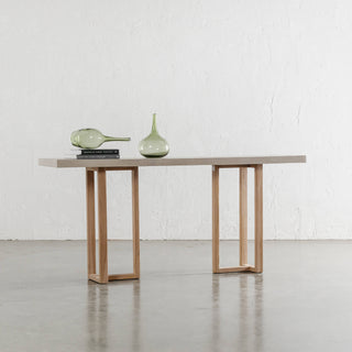 ARIA HALMSTAD HALL TABLE  |  SAHARA CIMENT + TEAK LEGS  |  180CM