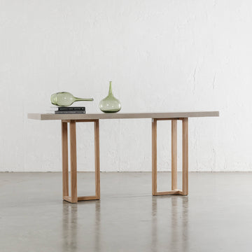 ARIA HALMSTAD HALL TABLE  |  SAHARA CIMENT + TEAK LEGS  |  180CM