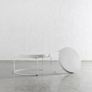 ARIA CONCRETE GRANITE COFFEE TABLE BUNDLE  |  2 x COFFEE TABLES   |  ROUND  |  BIANCO CIMENT