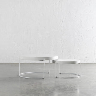 ARIA CONCRETE GRANITE COFFEE TABLE BUNDLE  |  2 x COFFEE TABLES   |  ROUND  |  BIANCO CIMENT