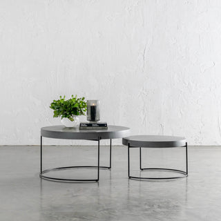 ARIA CONCRETE GRANITE COFFEE TABLE BUNDLE  |  2 x COFFEE TABLES   |  ROUND  |  CLASSIC MID GREY