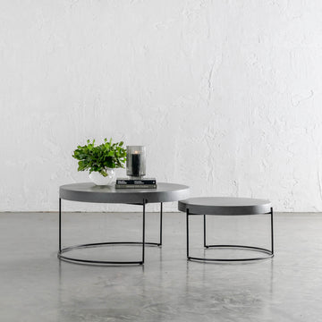 ARIA CONCRETE GRANITE COFFEE TABLE BUNDLE  |  2 x COFFEE TABLES   |  ROUND  |  CLASSIC MID GREY