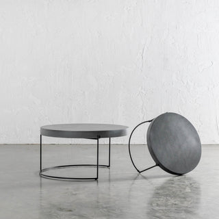 ARIA CONCRETE GRANITE COFFEE TABLE BUNDLE  |  2 x COFFEE TABLES UNSTYLED  |  ROUND  |  CLASSIC MID GREY