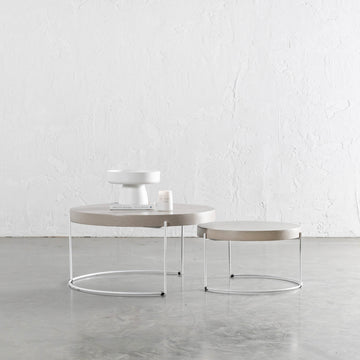 ARIA CONCRETE GRANITE COFFEE TABLE BUNDLE | 2 x COFFEE TABLES | ROUND | SAHARA CIMENT