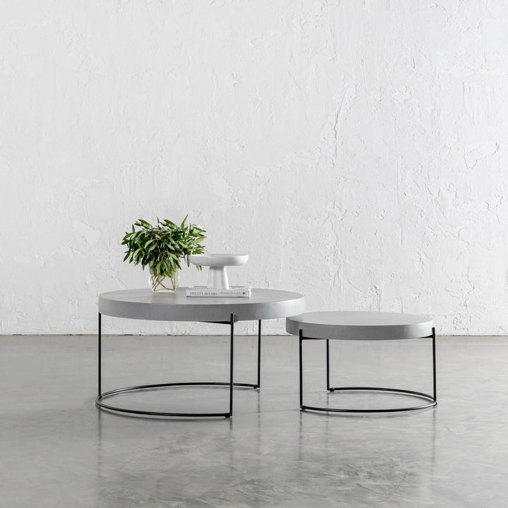 ARIA CONCRETE GRANITE COFFEE TABLE BUNDLE  |  2 x COFFEE TABLES   |  ROUND  |  ZINC ASH