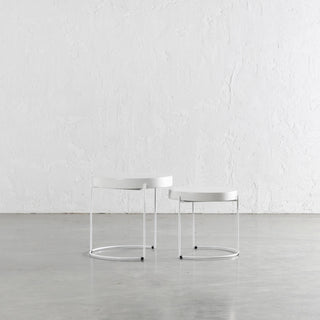 ARIA CONCRETE GRANITE SIDE TABLES  |  ROUND  |  PACKAGE 2 x SIDE TABLES UNSTYLED  |  BIANCO CIMENT