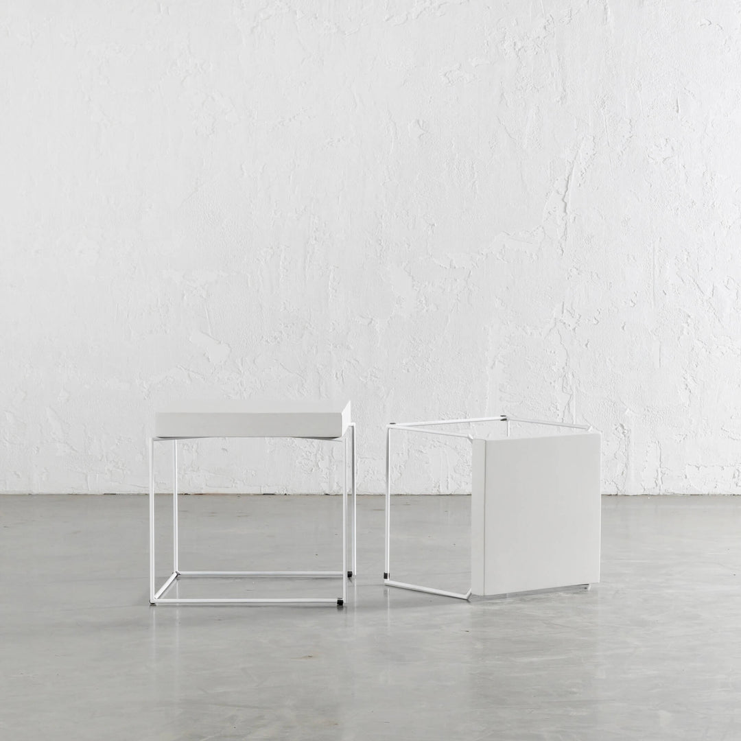 ARIA CONCRETE GRANITE SIDE TABLES UNSTYLED |  SQUARE  |  PACKAGE  2 x SIDE TABLES  | BIANCO CIMENT