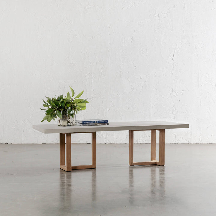 ARIA HALMSTAD BENCH  |  SAHARA CIMENT + TEAK LEGS  |  160CM