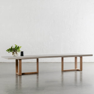ARIA HALMSTAD BENCH  |  SAHARA CIMENT + TEAK LEGS  |  240CM