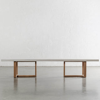 ARIA HALMSTAD BENCH  |  SAHARA CIMENT + TEAK LEGS UNSTYLED