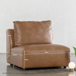BAMBERG ANGLED MODULAR CHAISE LOUNGE SOFA  |  DAKOTA SADDLE TAN | SINGLE PIECE MEASUREMENTS