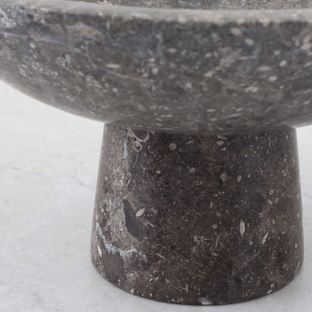 BARATI FOOTED BOWL  |  18CM  |  RIVER STONE MARBLE