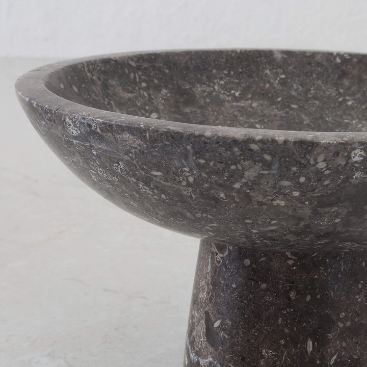 BARATI FOOTED BOWL  |  18CM  |  RIVER STONE MARBLE