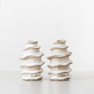 BARDIN ORGANIC BUD VASE BUNDLE X2  |  TALL  |  TAUPE FOG CERAMIC