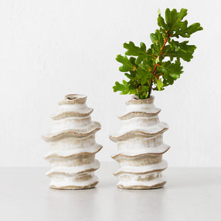 BARDIN ORGANIC BUD VASE BUNDLE X2  |  TALL  |  TAUPE FOG CERAMIC