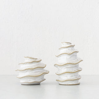 BARDIN ORGANIC GLOSS BUD VASE BUNDLE X2  |  MEDIUM + TALL  |  BURNISHED PARCHMENT CERAMIC