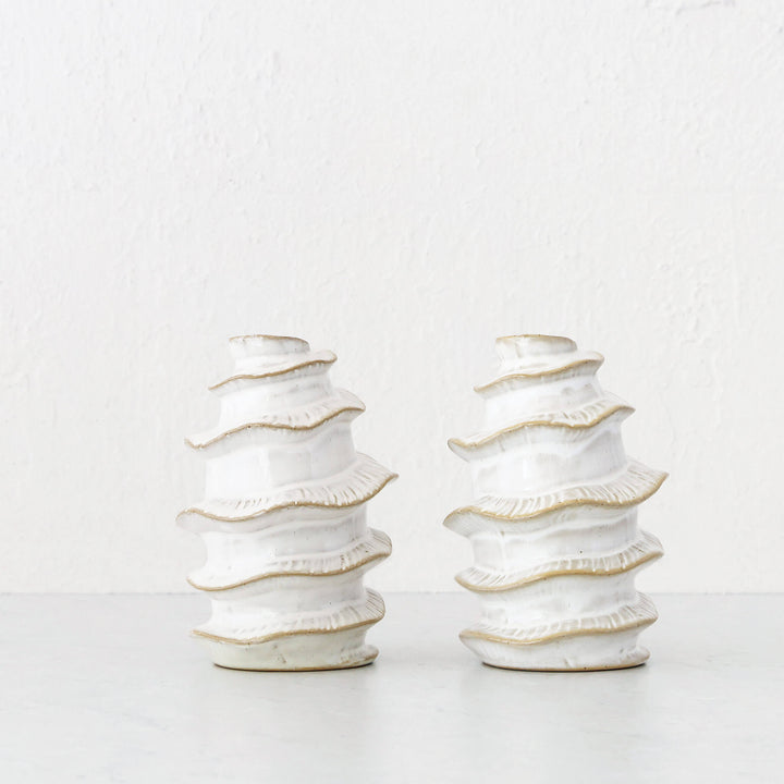 BARDIN ORGANIC GLOSS BUD VASE BUNDLE X2  |  TALL  |  BURNISHED PARCHMENT CERAMIC