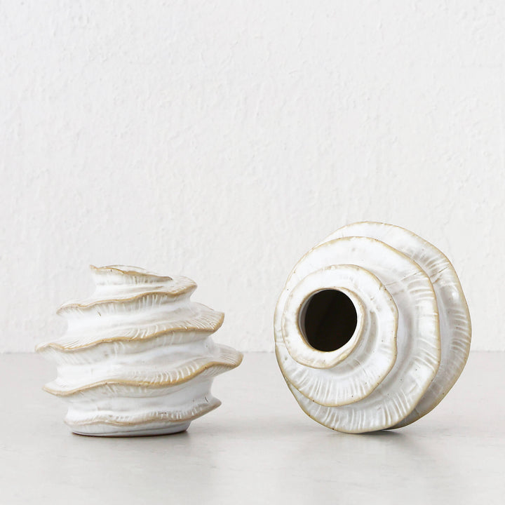 BARDIN ORGANIC GLOSS BUD VASE  |  MEDIUM  |  BURNISHED PARCHMENT CERAMIC