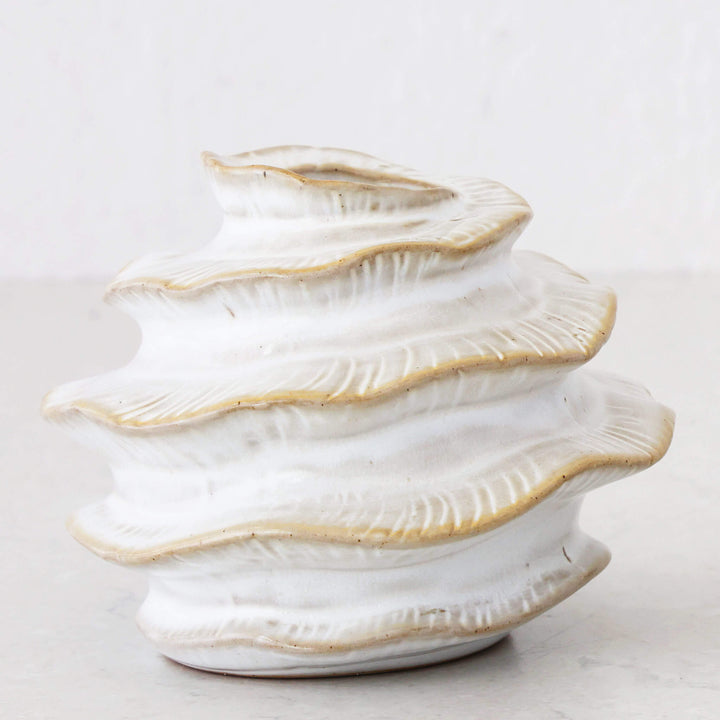 BARDIN ORGANIC GLOSS BUD VASE  |  MEDIUM  |  BURNISHED PARCHMENT CERAMIC