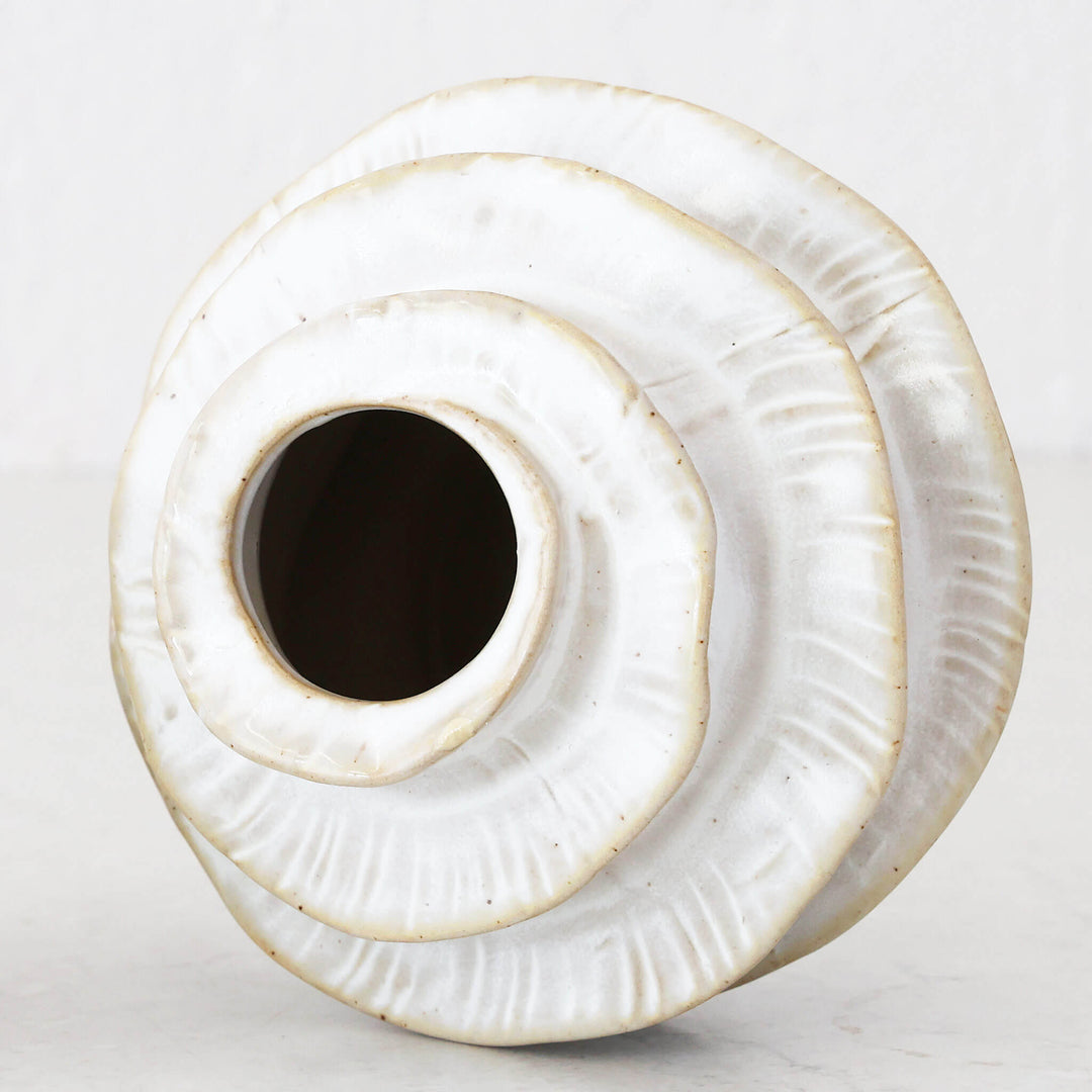 BARDIN ORGANIC GLOSS BUD VASE  |  MEDIUM  |  BURNISHED PARCHMENT CERAMIC