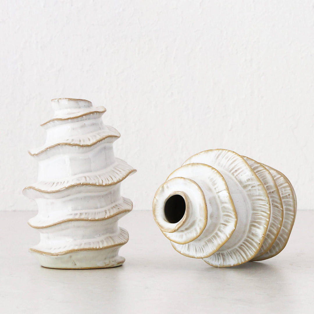 BARDIN ORGANIC GLOSS BUD VASE  |  TALL  |  BURNISHED PARCHMENT CERAMIC