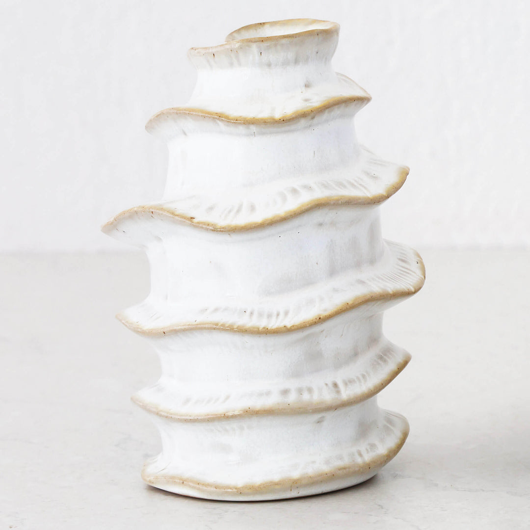 BARDIN ORGANIC GLOSS BUD VASE  |  TALL  |  BURNISHED PARCHMENT CERAMIC