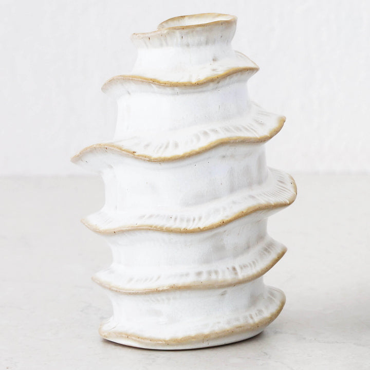 BARDIN ORGANIC GLOSS BUD VASE  |  TALL  |  BURNISHED PARCHMENT CERAMIC