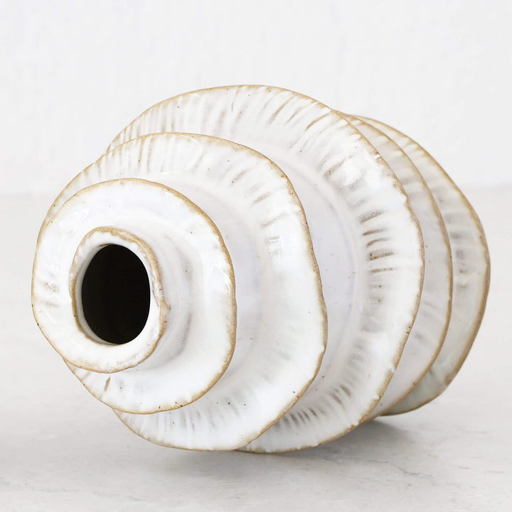 BARDIN ORGANIC GLOSS BUD VASE  |  TALL  |  BURNISHED PARCHMENT CERAMIC