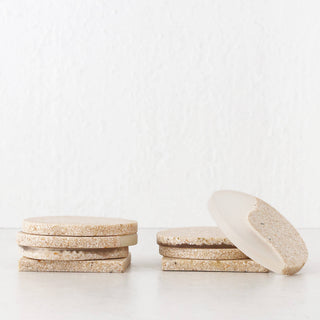 BARLETTA RESIN COASTER | SET OF 8 | SANDY DUNE + TERRAZZO WHITE