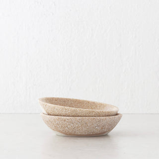BARLETTA ROUNDED RESIN SERVING BOWL BUNDLE X2  |  SMALL 15CM  |  SANDY DUNE + TERRAZZO WHITE RESIN