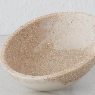 BARLETTA ROUNDED RESIN SERVING BOWL  |  SMALL 15CM  |  SANDY DUNE + TERRAZZO WHITE RESIN
