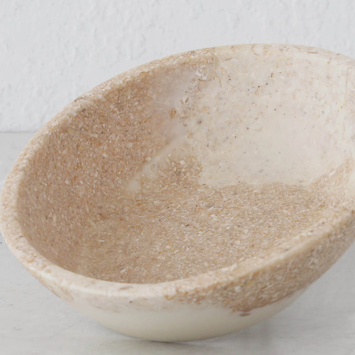 BARLETTA ROUNDED RESIN SERVING BOWL  |  SMALL 15CM  |  SANDY DUNE + TERRAZZO WHITE RESIN