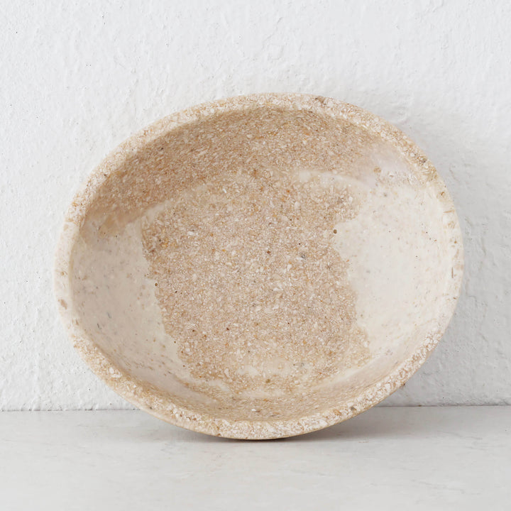 BARLETTA ROUNDED RESIN SERVING BOWL  |  SMALL 15CM  |  SANDY DUNE + TERRAZZO WHITE RESIN