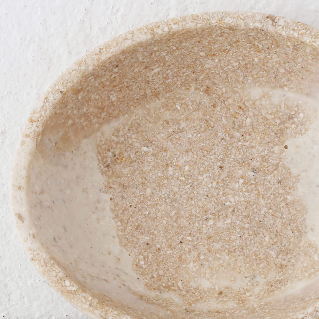 BARLETTA ROUNDED RESIN SERVING BOWL  |  SMALL 15CM  |  SANDY DUNE + TERRAZZO WHITE RESIN