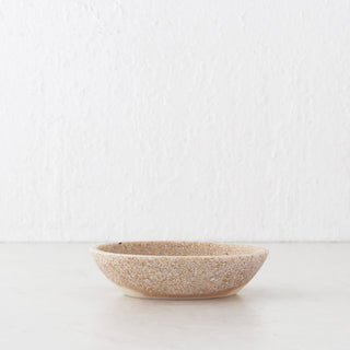 BARLETTA ROUNDED RESIN SERVING BOWL  |  SMALL 15CM  |  SANDY DUNE + TERRAZZO WHITE RESIN