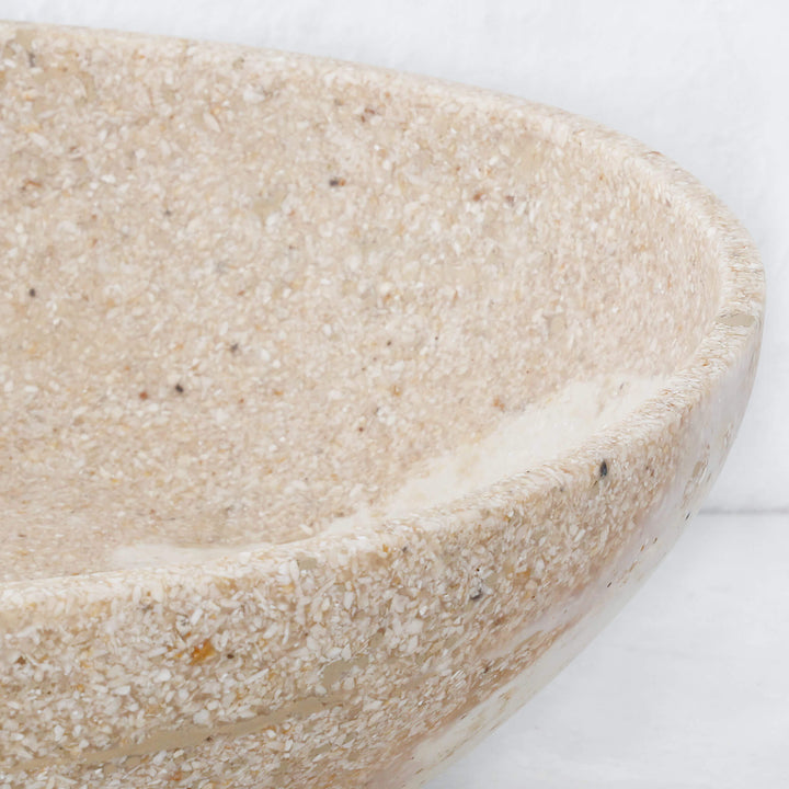 BARLETTA ROUNDED RESIN SERVING BOWL BUNDLE X2  |  EXTRA LARGE 35CM  |  SANDY DUNE + TERRAZZO WHITE RESIN