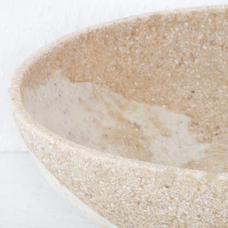 BARLETTA ROUNDED RESIN SERVING BOWL BUNDLE X2  |  EXTRA LARGE 35CM  |  SANDY DUNE + TERRAZZO WHITE RESIN