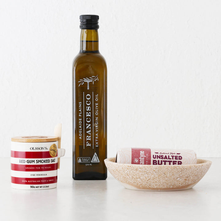 BARLETTA ROUNDED RESIN SERVING BOWL | SMALL 15CM | SANDY DUNE + TERRAZZO WHITE RESIN