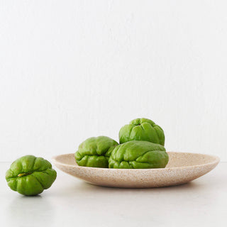 BARLETTA ROUNDED RESIN SERVING PLATTER  |  LARGE 30CM  |  SANDY DUNE + TERRAZZO WHITE RESIN