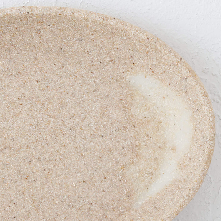 BARLETTA OVAL RESIN SERVING PLATTER  |  LARGE 35CM  |  SANDY DUNE + TERRAZZO WHITE RESIN